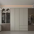 Elegant Modern Wardrobe Interior With Open Design White Wooden Drawers And Hanging Storage