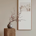 Chinese Landscape Painting In Minimalist Interior With Vase