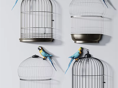 Modern Wall Decoration Bird Cage Hanging Wall Decoration Combination 3d model