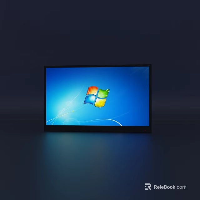 Modern Flat Screen TV With Blue Windows Logo Display And Sleek Black Frame 3d model 