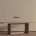 Poliform Modern Wooden Dining Table With Simple Geometric Legs Against Light Wall And Wooden Floor