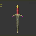Medieval Sword with Decorative Hilt Round Pommels and Metal Blade