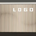 Wooden Background Wall With Vertical Stripes And Wavy Design Featuring LOGO 3d model