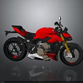 Red Sporty Motorcycle With Modern Sleek Design Black Accents And Yellow Forks