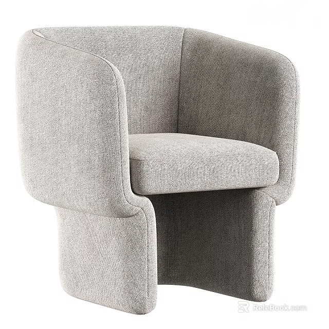Modern Light Gray Fabric Single Sofa With Comfortable Seat And Armrests 3d model 