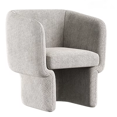 Modern Light Gray Fabric Single Sofa With Comfortable Seat And Armrests 3d model