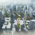 Aerial Planning For Modern Urban Development With High Rise Buildings Green Spaces And Roads