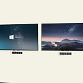 Two Wall Mounted TVs Showing Windows 10 Interface And Scenic Mountain Starry Sky 3d model
