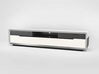 Modern TV Stand With White And Dark Finish Drawers And Storage Space 3d model
