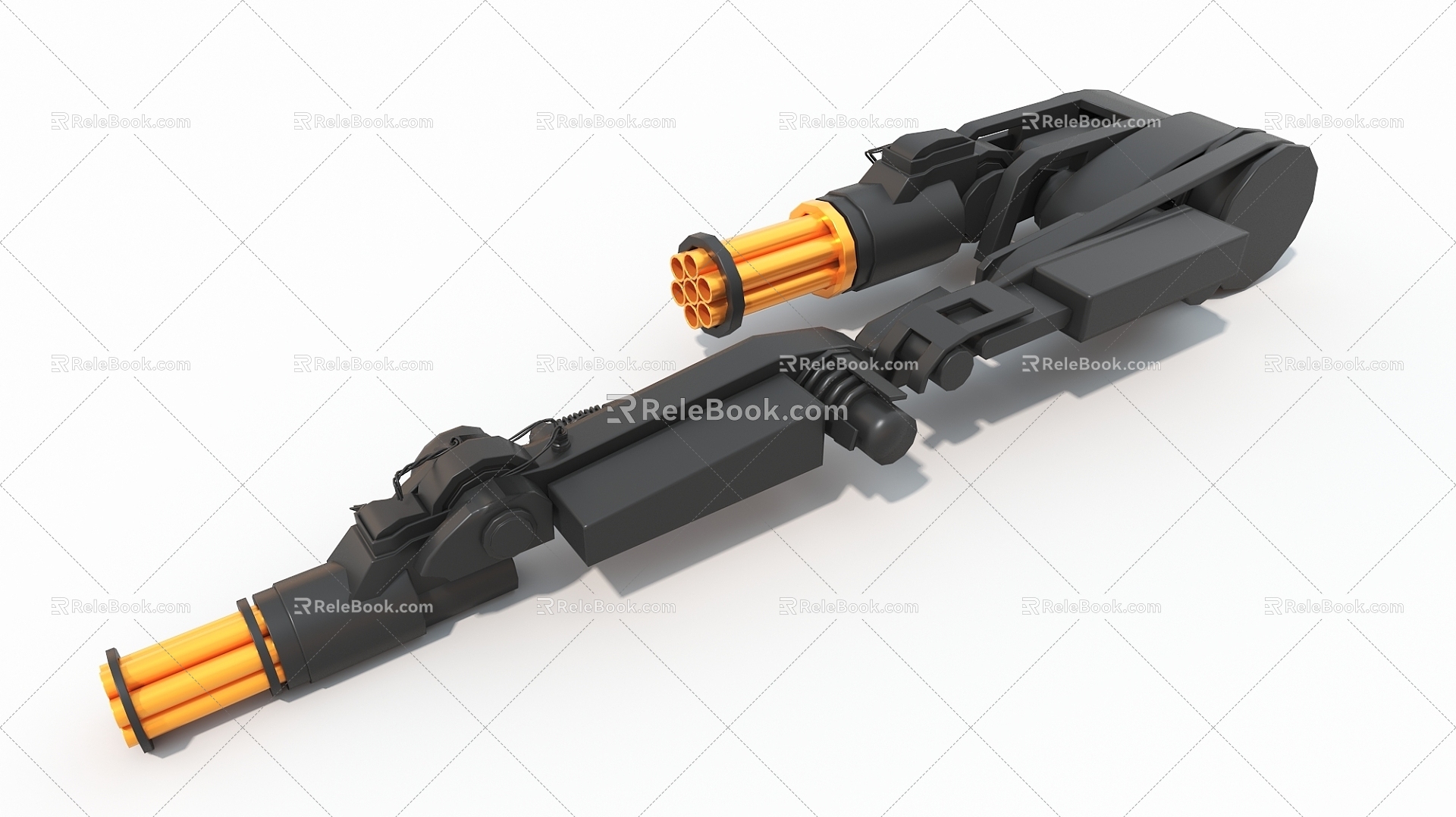 sci-fi machine gun industrial machinery cylinder hard surface high tech industrial parts 3d model