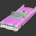 Vintage Pink Convertible Car With Retro Open Top And Classic Body Design