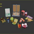 Various Takeout Food Collection With Pizza Burger Sushi Donuts Fries And Drinks