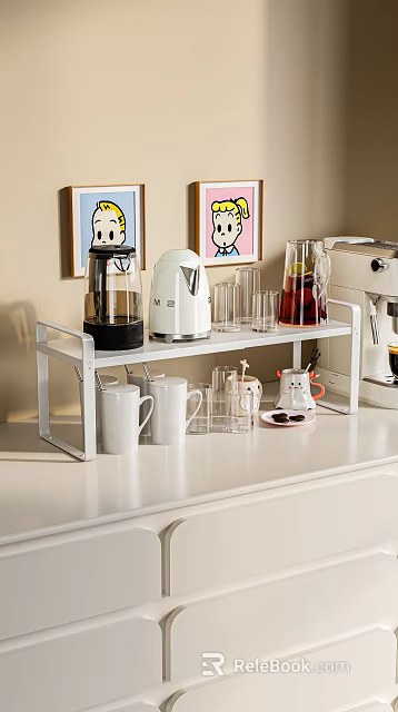 Stylish Modern Home Decor Ornament Set With Coffee Mugs Glassware And Tabletop Decorations 3d model 