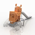 Orange Crab Shaped Playground Equipment With Slide And Net Climbing Structures 3d model