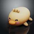 Adorable Yellow Round Animal Toy With Small Ears Orange Beak And Pink Cheeks
