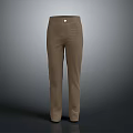 Stylish Brown Casual Pants With Front Button And Modern Comfortable Design 3d model