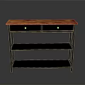 Modern Orange Top Console Table With Black Frame And Open Shelves