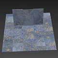 Blue And Gold Veined Marble Components With Decorative Panels And Sphere