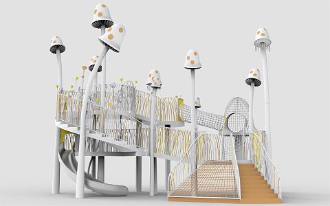 Modern Slide Amusement Mushroom Combo 3d model