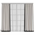 Soft Beige Linen Curtains With Sheer Layer For Modern Window Decoration 3d model