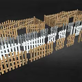 Various Styles Of Wooden Fences In White Gray And Natural Wood Colors