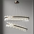 Modern Double Ring Chandelier With White Circular Discs and Metal Frame for Contemporary Interior