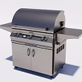 Stainless Steel Outdoor Grill With Side Tables Control Panel And Cabinet Doors