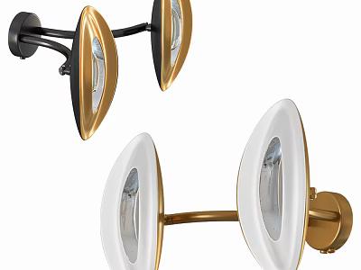 Elegant Modern Wall Sconces Design With Gold Metal And White Glass Shades 3d model