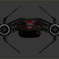 Futuristic Red And Black Spaceship With Sleek Aerodynamic Design And Propulsion Systems