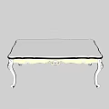 Elegant Classic White Dining Table Set With Carved Legs And Rectangular Top 3d model