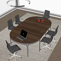 Modern conference table and chair combination 3d model
