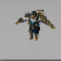Steampunk Bear Character Wearing Mechanical Armor With Gears Blue Outfit And Badge Decorations