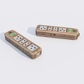 Two Power Strips With Multiple Outlets And Green Switch Design 3d model