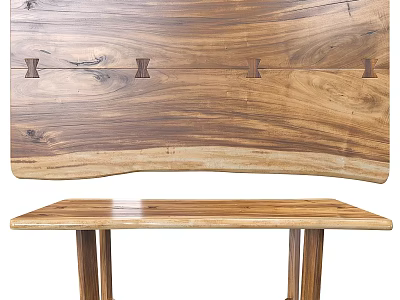 Natural Solid Wood Hook Board and Table with Functional Design for Home Decor 3d model