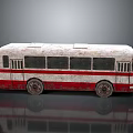 Vintage Red And White Rusty Bus With Weathered Exterior And Retro Design
