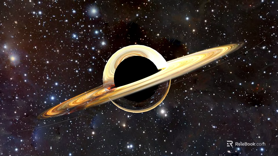 Stunning Saturn With Golden Rings In Starry Cosmic Space View 3d model 