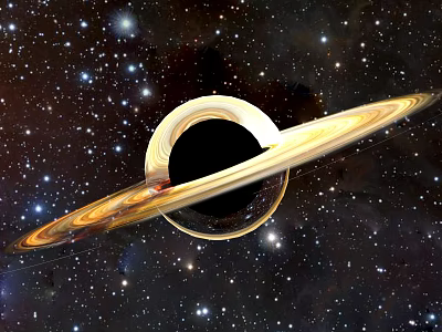 Stunning Saturn With Golden Rings In Starry Cosmic Space View 3d model