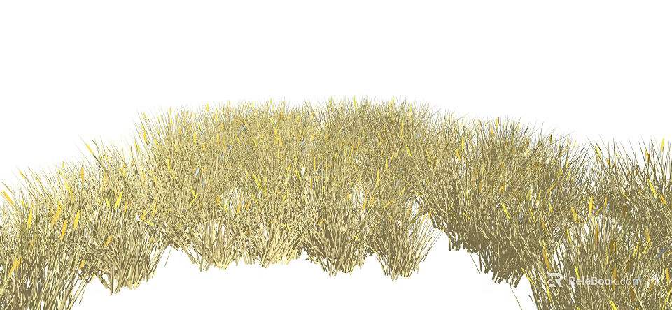 Golden Dense Grass Field With Natural Green And Yellow Foliage Growth 3d model 