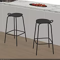 Black Bar Stools With Metal Frame For Modern Kitchen Bar Area 3d model