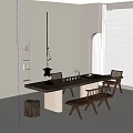 Modern Minimalist Wooden Tea Table And Chairs In Bright Interior With Natural Light