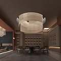 Elegant Traditional Private Room Interior With Wooden Furniture And Landscape Screen