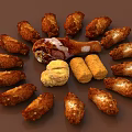 Crispy Fried Chicken Wings Drumstick And Potato Croquettes On Brown Background
