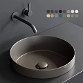 Modern Round Washbasin With Matte Black Faucet And Multiple Color Options For Bathroom Design