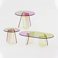 Modern Gradient Colored Acrylic Coffee Tables With Curved Legs Round And Oval Shapes