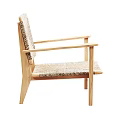 Natural Wooden Leisure Chair With Woven Seat Backrest And Armrests Design