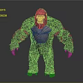 Giant Gorilla With Shaggy Rough Fur Large Muscular Body And Chest Tribal Patterns 3D Rendering