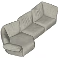 Modern Light Gray Upholstered Sectional Sofa For Living Room Comfortable Seating 3d model