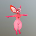 Pink Game and Movie Character With Large Ears And Outstretched Arms