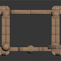 Wooden Building Blocks Constructed Castle Structure With Towers And Archway