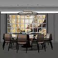 Elegant Private Dining Room Interior With Round Dining Table Chandelier And Green Plant
